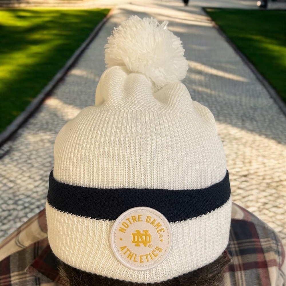 Under Armour Notre Dame Athletics NWT White Pom Beanie Hat